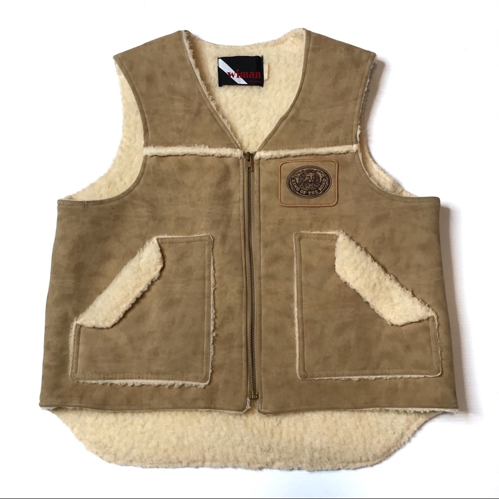 Vintage 70’s Wiman Faux Suede Sherpa King Of The Road Vest Large